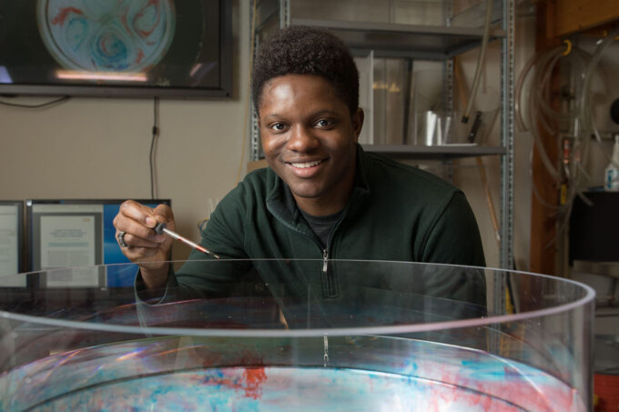 Jordan Benjamin in the Fluid Dynamics Lab