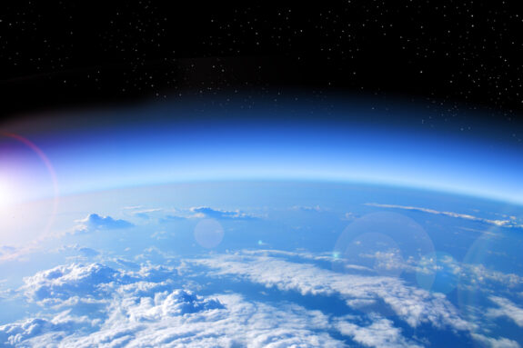 Earth and its atmosphere from space.